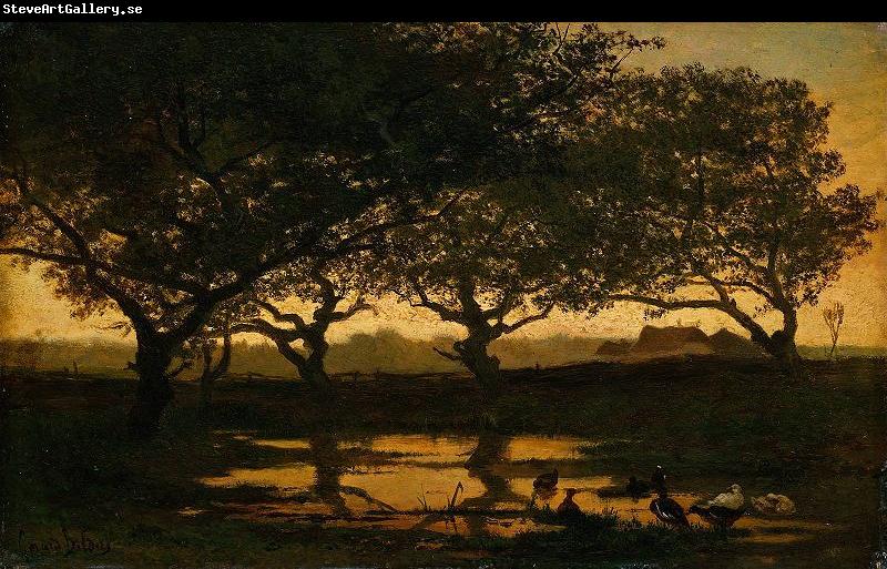 Gerard Bilders Woodland pond at sunset